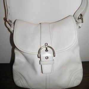 Authentic Coach White Leather Handbag